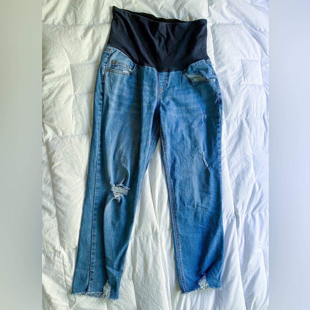 💖 Motherhood Maternity Bounceback Postpartum Skinny Cropped Jeans | M